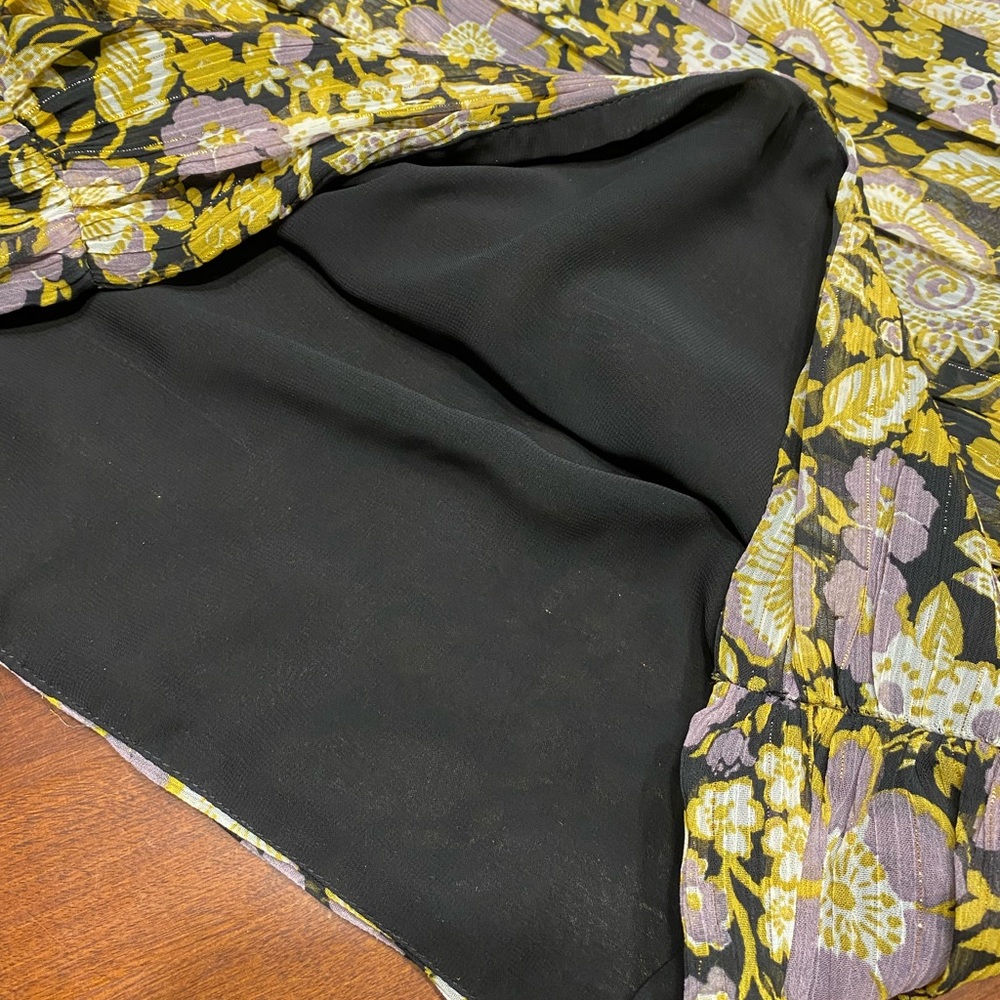 NWT Zara Floral Gold One Shoulder Mini Dress - Picture 2 of 10